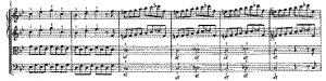 Mozart Sinfonie Nr.40 in g, 1.Satz, 32-37 <a href="http://dme.mozarteum.at/">NMA Online </a>より引用。
